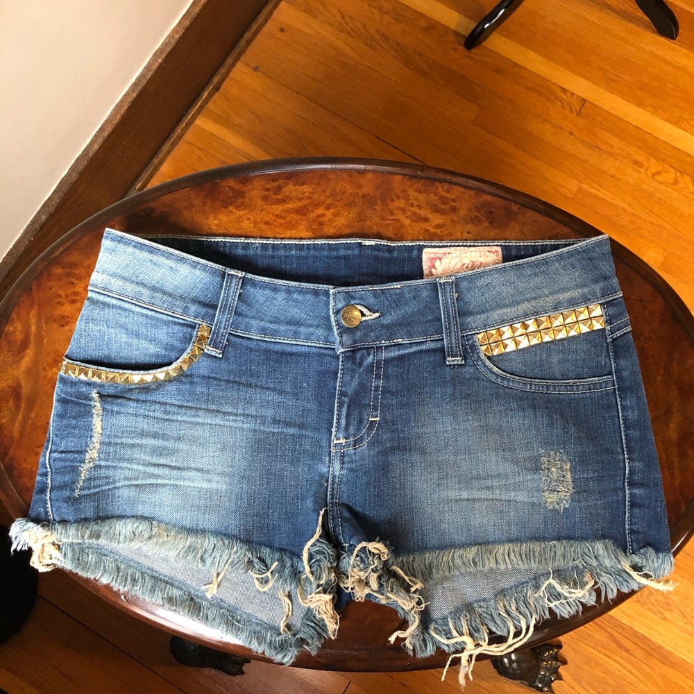 Siwy Camilla Cutoff Denim Studded Shorts 26